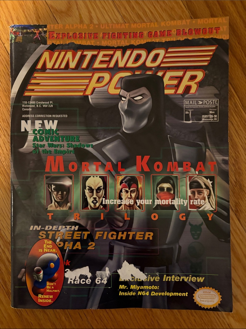 Nintendo Power Magazine Cover Mortal Kombat Street Fighter Alpha 2